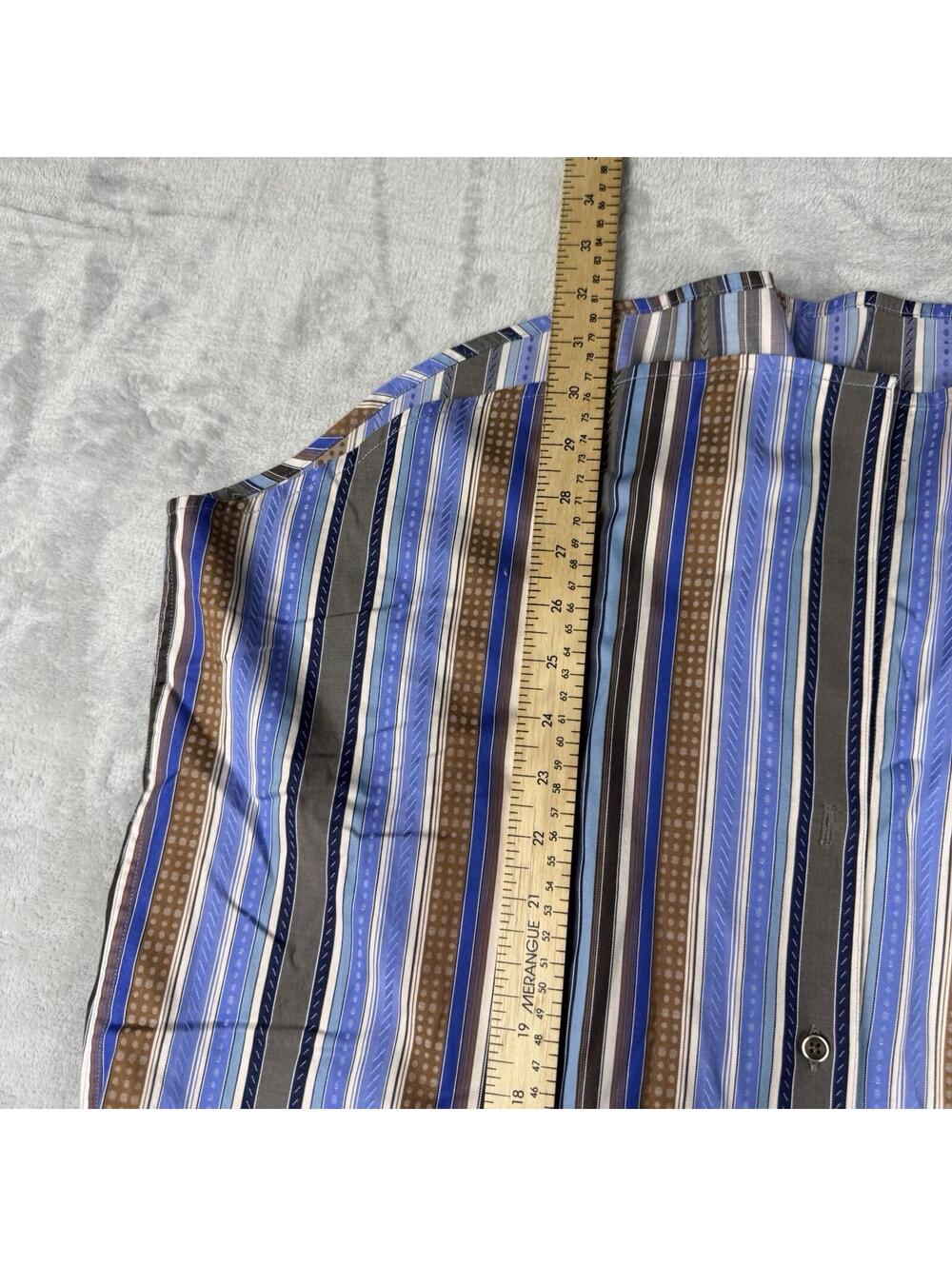 Robert Graham Striped Button Up Shirt Blue Brown Embroidered MenXL Preppy Luxury - Picture 6 of 12